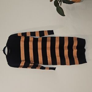 NWT Lane Bryant Black and Tan Striped Long Sleeve Knit Dress Size 18/20
